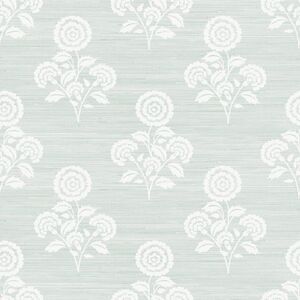 Brewster -  Flourish Block Print Whisper Blue Faux Gr Blue